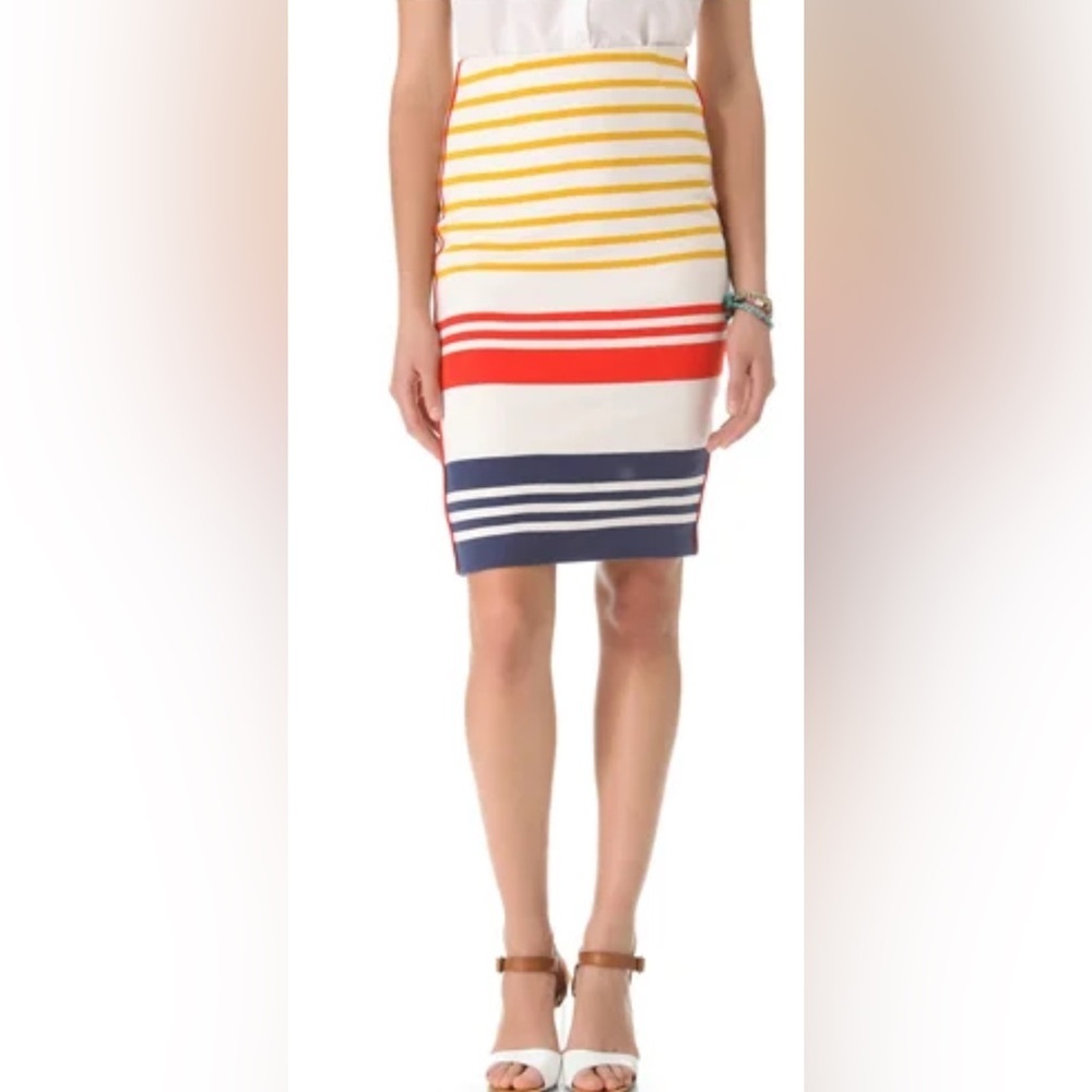 New By MALENE BIRGER Striped Red and Blue Women's Skirt Size XL